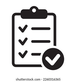 Portapapeles con icono de marca en estilo plano aislado en segundo plano. Símbolo de signo de lista de comprobación para diseño de sitio web y aplicación.