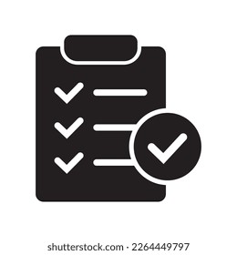 Clipboard with mark icon in flat style isolated on background. Checklist sign symbol for web site and app design.