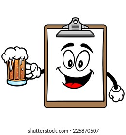 Clipboard Mascot with Beer