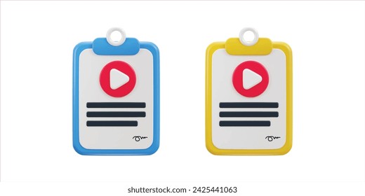 Clipboard with media agreement icon set
