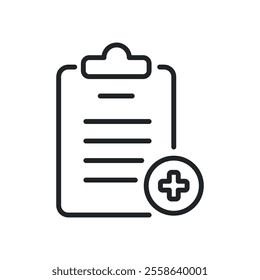 Clipboard, medical exam thin line icons. Perfect pixel on transparent background