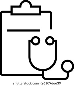 Clipboard with medical file icon – patient record, diagnosis report, healthcare documentation symbol vector with transparent background.