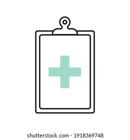 Clipboard medical icon. Concept of health check up, health insurance, medical history. Vector illustration, flat design