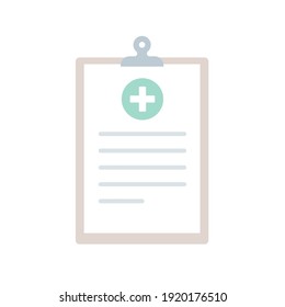 Clipboard medical icon. Concept of health check up, health insurance, medical history. Vector illustration, flat design