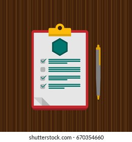  Clipboard Medical report. Flat vector illustration.