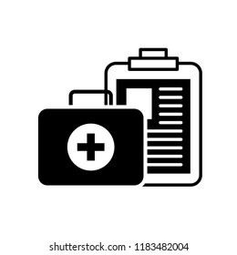 clipboard medical report and kit first aid