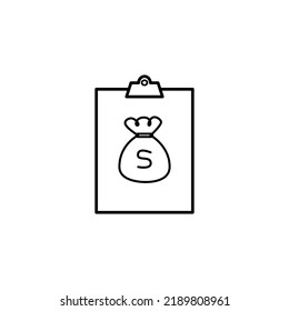 Clipboard with money bag icon, dollar icon sign symbol, for website and app design, illustration vector of business growth
