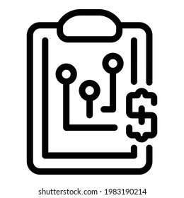 Clipboard money icon. Outline Clipboard money vector icon for web design isolated on white background