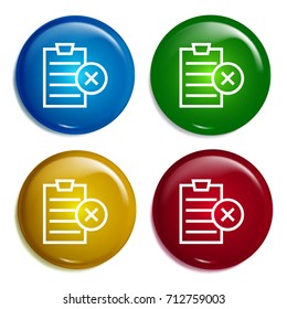 Clipboard multi color gradient glossy badge icon set. Realistic shiny badge icon or logo mockup