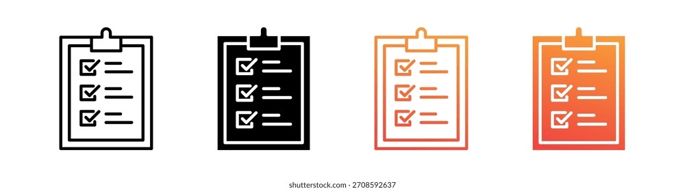 Clipboard Multiple Style Icon Set Vector
