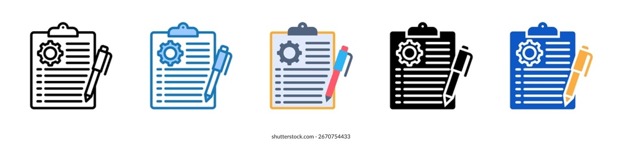 Clipboard multiple style icons set design vector illustration.