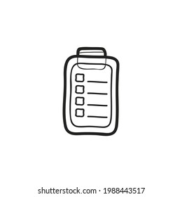 Clipboard and note doodle icon, vector illustration on white background.