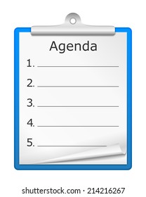 Clipboard with numbered agenda, vector eps10 illustration