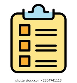 Clipboard offer icon outline vector. Online job. Contract letter color flat