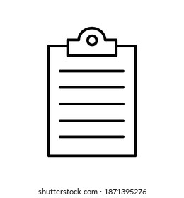 Icono de la línea Notas de Office del portapapeles