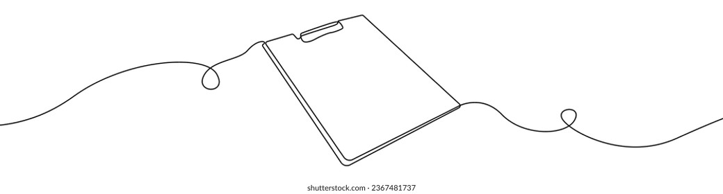 Portapapeles vector de dibujo de una línea. Vector de dibujo de línea continua de bloc de notas. El tablero de tableta es un dibujo de una sola línea. Concepto de línea de contorno de fondo Vector de plantilla en blanco.
