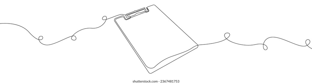 Clipboard one line drawing vector. Notebook continuous line drawing vector. Tablet board a single line drawing. Background contour line idea Blank template vector.