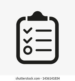 Clipboard, online survey, report, checklist, outline vector icon.