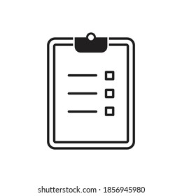 Clipboard, online survey, report, checklist, vector illustration