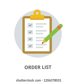 
A clipboard order list or checklist 
