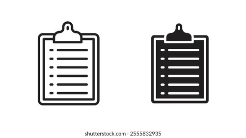 Clipboard outlined and solid icon vector collection.