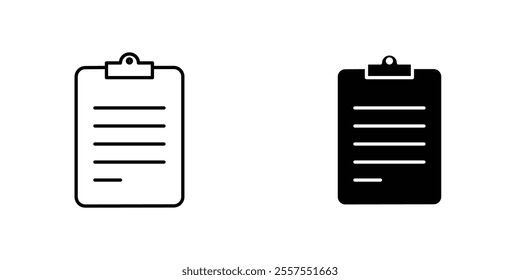 Clipboard outlined and solid icon vector collection.