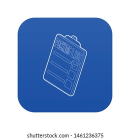 Clipboard with packing list icon blue vector isolated on white background