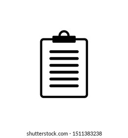 Clipboard for paper in black stroke. Board for test and note