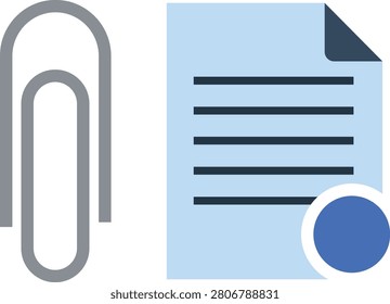 Clipboard paper with blue corner and white horizontal lines paperclip document lightblue