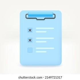 Portapapeles con contrato de papel. concepto. icono de vector 3d