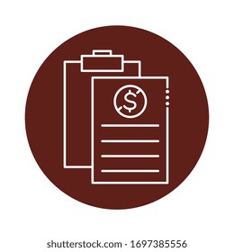 clipboard with paper document block line style icon vector illustration design