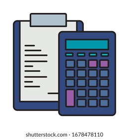 clipboard with paper document with calculator vector illustration design
