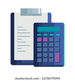 clipboard with paper document with calculator vector illustration design