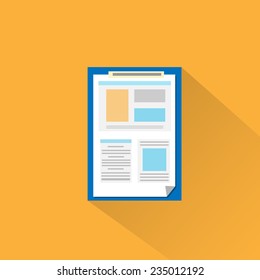 clipboard paper document flat icon vector illustration