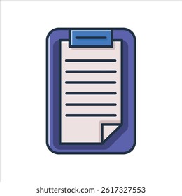 Clipboard with Paper Editable Vector Illustration for Stationery and Education Design Themes.