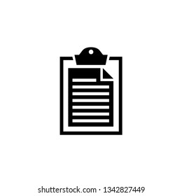 Clipboard and Paper. Flat Vector Icon illustration. Simple black symbol on white background. Clipboard and Paper sign design template for web and mobile UI element