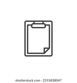 Clipboard with paper line icon. linear style sign for mobile concept and web design. Clipboard holding a note outline vector icon. Symbol, logo illustration. Vector graphics