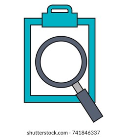 clipboard paper with magnifying glass