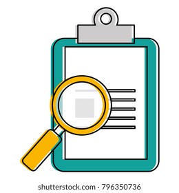 clipboard paper with magnifying glass