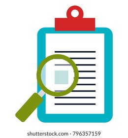 clipboard paper with magnifying glass