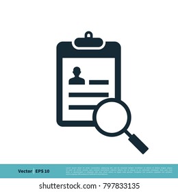 Clipboard Paper Magnifying Glass Icon Vector Logo Template Illustration Design. Vector EPS 10.