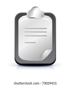 Clipboard with paper on white