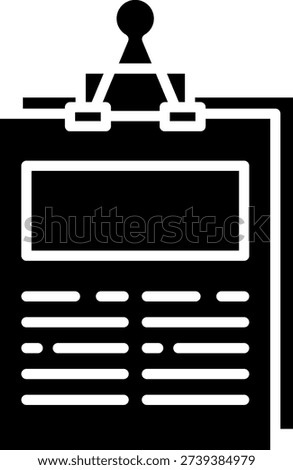 Clipboard with Paper Sheet and Binder Clip Icon