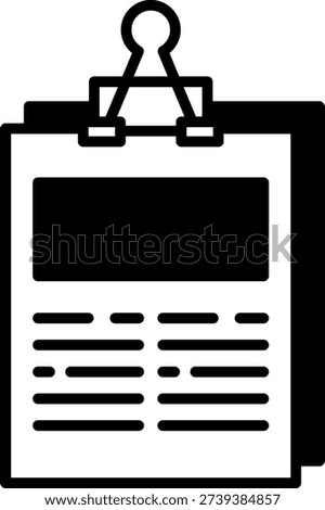 Clipboard with Paper Sheets and Binder Clip Icon