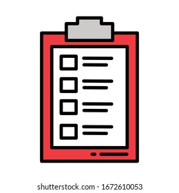 clipboard with paper sheets on white background vector illustration design