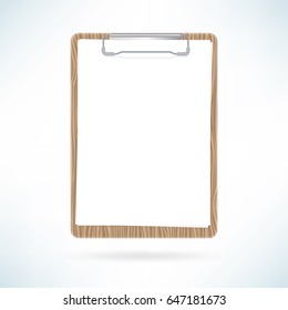Clipboard with paper sheets in realistic style. Vector illustration.