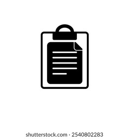 Clipboard and Paper Solid Flat Vector Icon Isolated on White Background.