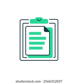 Clipboard with Paper Two Tone Color Icon. linear style sign for mobile concept and web design. Outline vector icon.