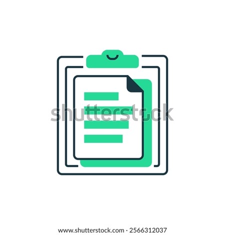 Clipboard with Paper Two Tone Color Icon. linear style sign for mobile concept and web design. Outline vector icon.