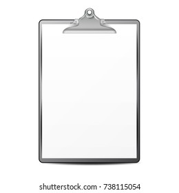 Clipboard With Paper Vector. Blank Sheet Of Paper. Mock up For Your Design. A4 Size. Isolated Illustration
